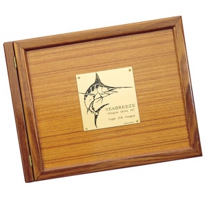 CP298 - Teak Log Cover, Marlin Plate CP298 - Teak Log Cover, Marlin Plate
