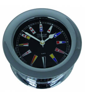 Chrome Plated Atlantis Quartz Clock, Black Dial w/ Color Flags