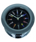 Chrome Plated Atlantis Quartz Clock, Black Dial w/ Color Flags