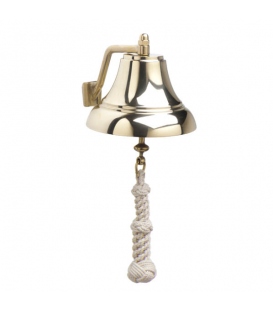 7" Brass Bell w/White Monkey's Fist Lanyard