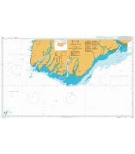 British Admiralty Nautical Chart 823 Pathein River to Yangon (Rangoon) River