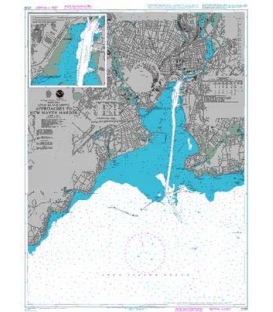 British Admiralty Nautical Chart 2728 Approaches to New Haven Harbor