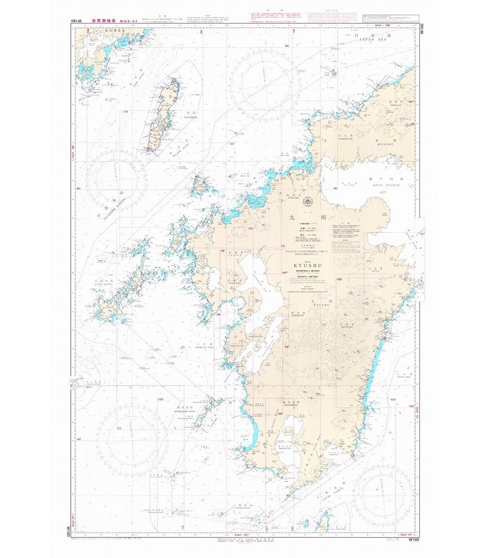Japan Hydrographic Association (JHA) Nautical Chart W180 Kyushu