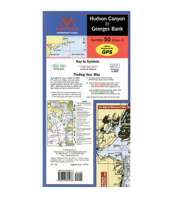 Maptech - Hudson Canyon to Georges Bank Waterpoof Chart