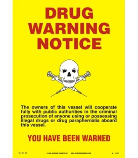 1038 Poster, Cabin size drugs warning notice 150x105mm