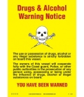 1040 Poster, Cabin size drugs and alcohol warning notice 150x105mm
