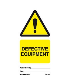 2502 Tie tag, Defective equipment - Pack of 10