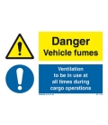 3103 Danger vehicle fumes / Ventilation to be in use...