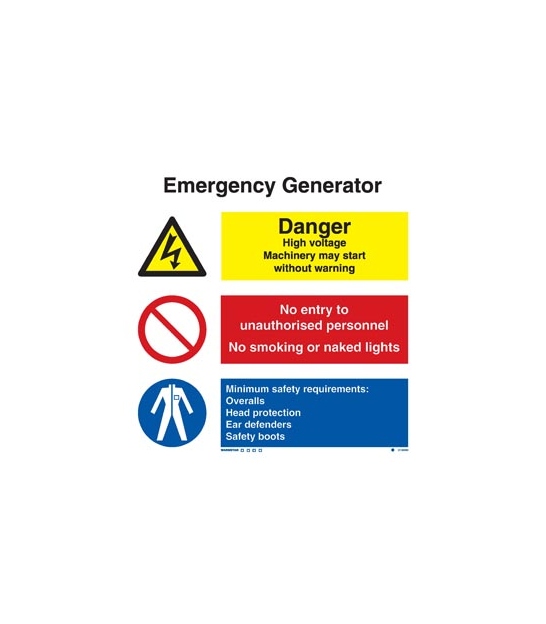 Weatherproof Plastic OSHA Notice Emergency Generator Sign with English Text SignJoker 