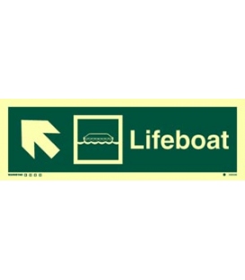 4302 Lifeboat + symbol + arrow diagonally up left 