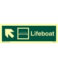 4302 Lifeboat + symbol + arrow diagonally up left 