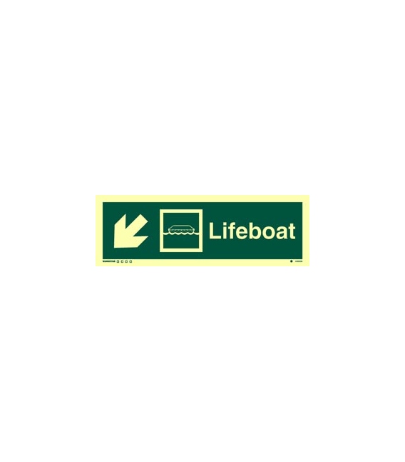 4306 Lifeboat + symbol + arrow diagonally down left
