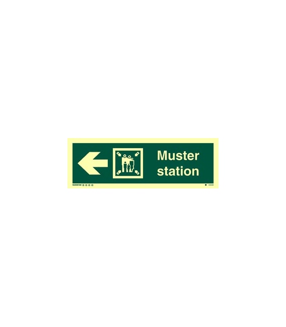 4334 Muster station + symbol + arrow left