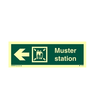 4334 Muster station + symbol + arrow left