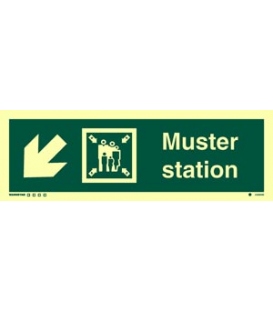 4336 Muster station + symbol + arrow diagonally down left
