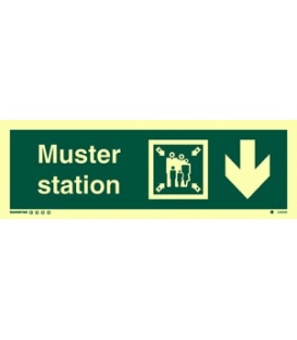 4339 Muster station + symbol + arrow down on right