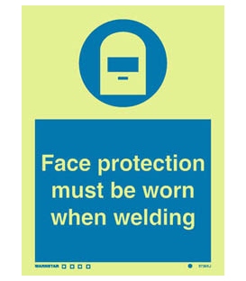 5735 Face protection must be worn when welding + symbol