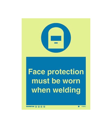 5735 Face protection must be worn when welding + symbol