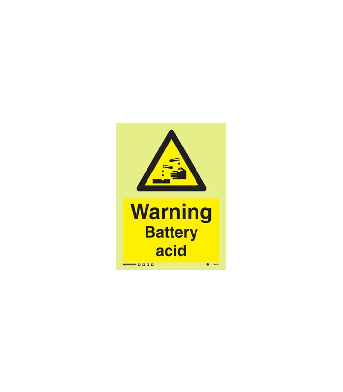 Hazard Signs (White, rigid PVC) Warning battery acid (7591KJWR)