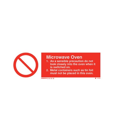 8618 Microwave Oven (Safety Instructions.) Size 100 X 300mm