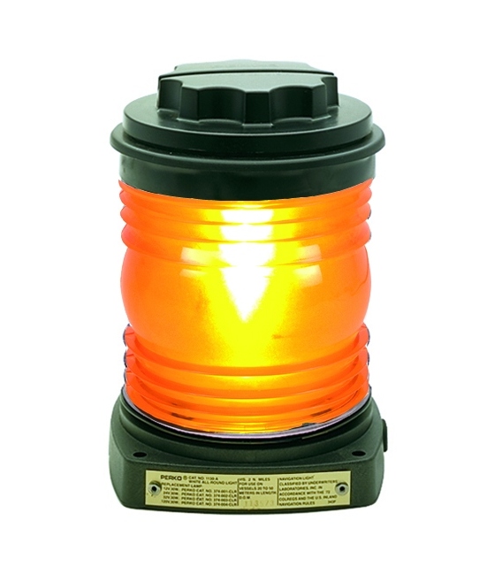Single Lens Navigation Light - Yellow Towing Light 1129 (Black Plastic)