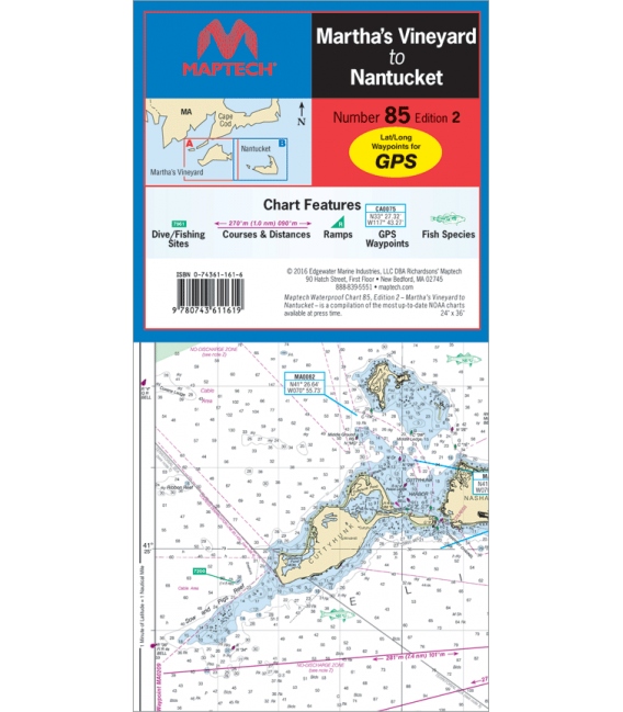 Maptech Waterproof Chart Martha's Vineyard to Nantucket, 2nd, 2016