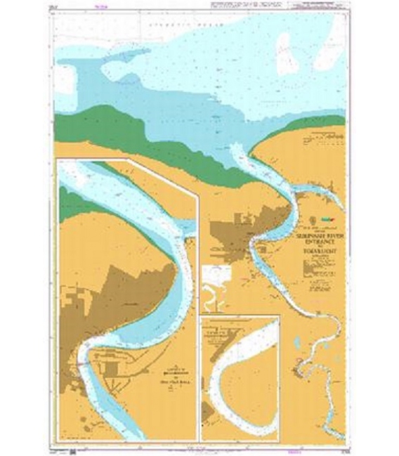 British Admiralty Nautical Chart 2765 Suriname River Entrance to Toevlucht