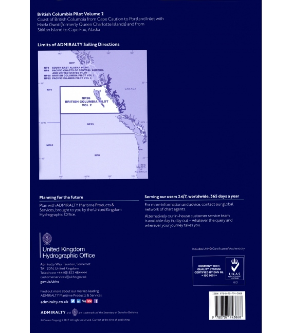 Admiralty Sailing Directions NP26 British Columbia Pilot, Vol. II, 11th Edition, 2017
