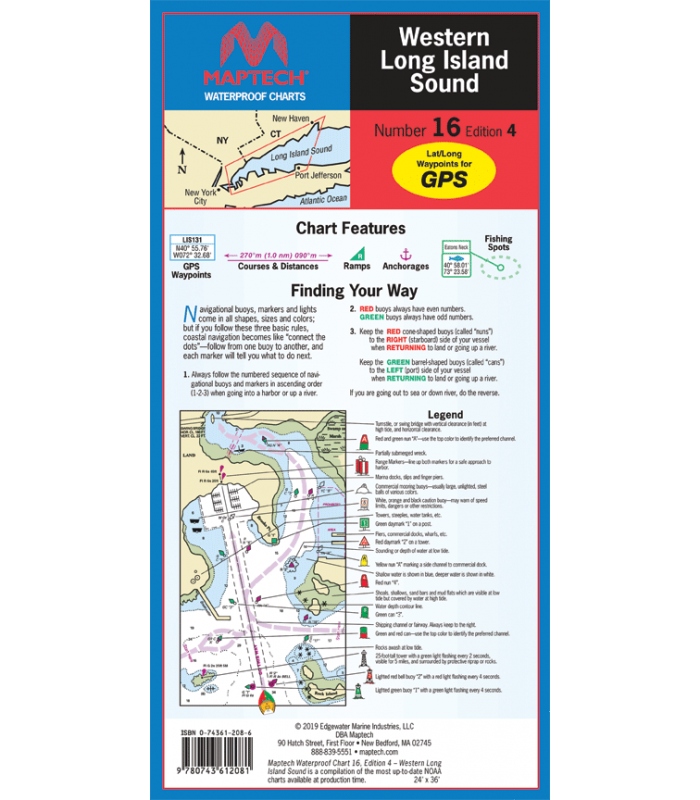 Western Long Island Sound Waterproof Chart Richardson's Maptech