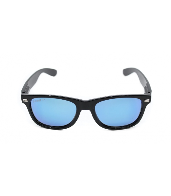 Fultons - Hopkins: Glossy Black / Mirrored Sky Blue Polarized