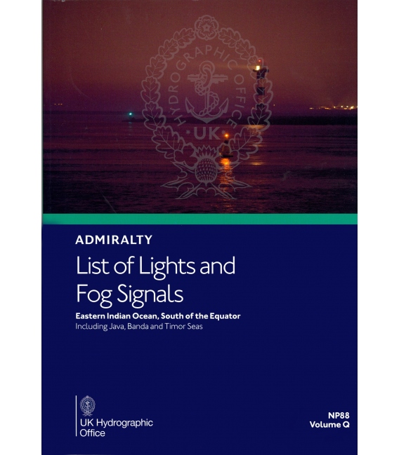 NP88 Admiralty List of Lights and Fog Signals Volume Q:  Eastern Indian Ocean South of the Equator, 1st Edition 2021
