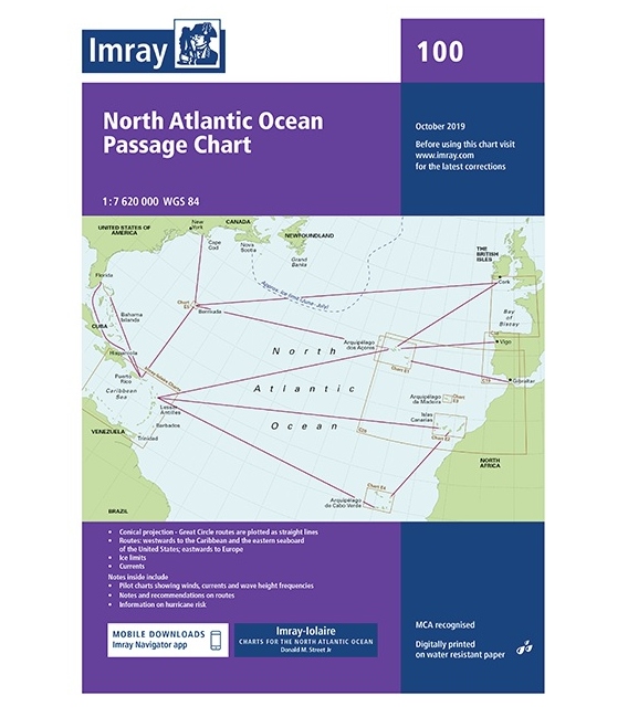 Imray Chart 100 North Atlantic Ocean Passage Chart
