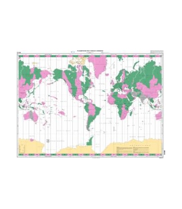 OceanGrafix French (SHOM) Nautical Chart 0101Q Planisphère des fuseaux horaires (axé sur 65° W)
