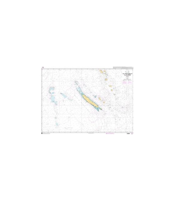 OceanGrafix French (SHOM) Nautical Chart 7321 Des Récifs Bampton à lîle Hunter - Nouvelle-Calédonie - Vanuatu