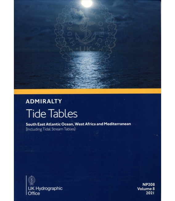 NP208 Admiralty Tide Tables (ATT) Volume 8 South East Atlantic Ocean, West Africa and Mediterranean, 2021 Edition