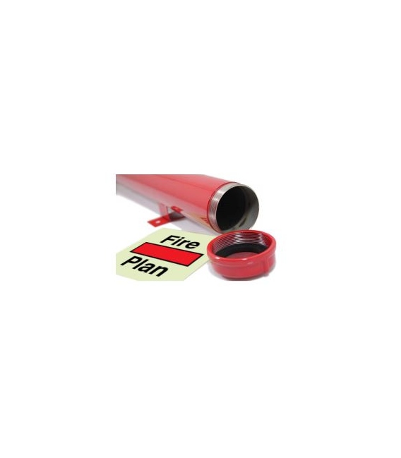 Fire Plan Holder (980mm x 80mm Dia.) (Horizontal) (Stainless Steel) (includes one self-adhesive vinyl FIRE PLAN sign, 150x150mm)
