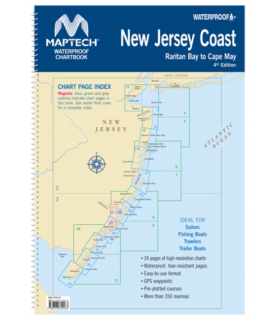 Maptech WPB (Waterproof Chartbook) New Jersey Coast: Raritan Bay to Cape May, 4th Edition 2021