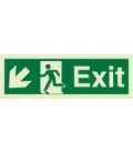 4366 Exit + Running man symbol + arrow diagonally down left