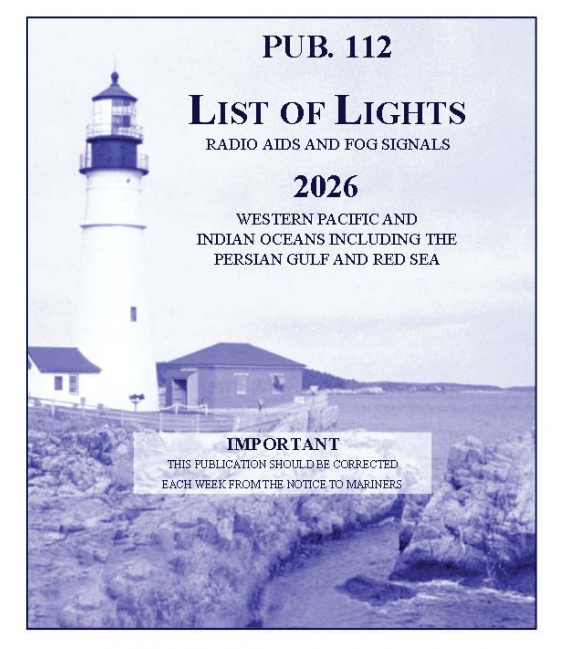List of Lights, Radio Aids & Fog Signals, Pub. 112, Western Pacific & Indian Oceans Including the Persian Gulf & Red Sea (2026)