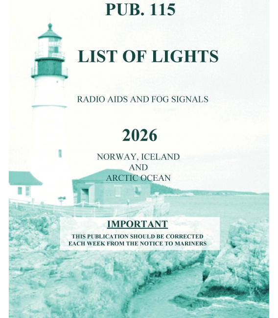 Pub. 115, List of Lights, Radio Aids and Fog Signals for Norway, Iceland and the Arctic Ocean, 2026 Edition