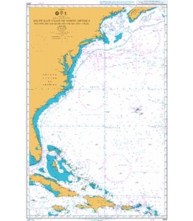 British Admiralty Nautical Chart 4403 Southeast Coast of North America including the Bahamas and Greater Antilles